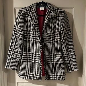 Vintage Harvest Beard Houndstooth Blazer with Red Lining, Size 8
